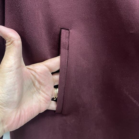 Marc New York Andrew Marc Faux Suede Collarless Coat Size M Burgundy Snap - Picture 5 of 10